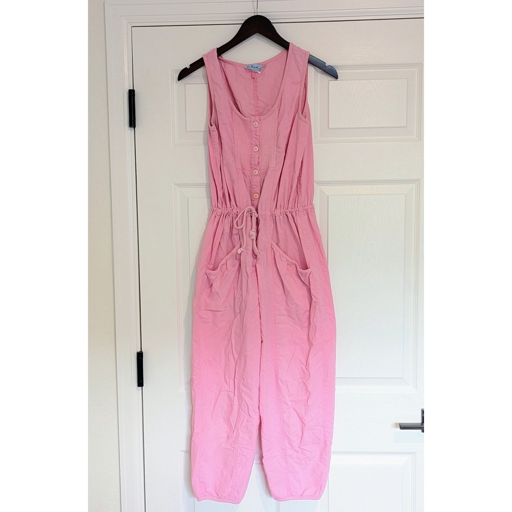 La Blanca Vintage Pink Sleeveless Button Front Drawstring Waist Jumpsuit Jogger